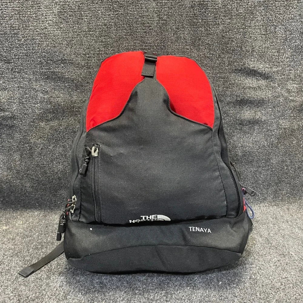 The North Face Tenaya Backpack Red/Black Vintage Bag Y2K Hiking‎ Daypack